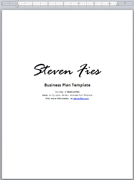 business plan cover page template